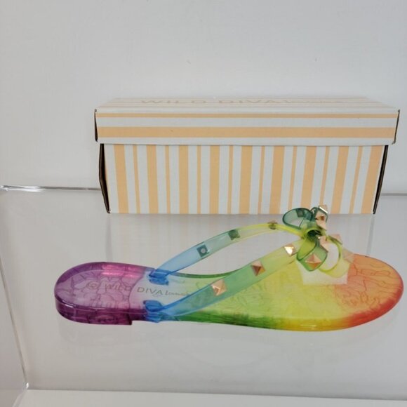 Wild Diva Studded Rainbow Sandals - Picture 3 of 6
